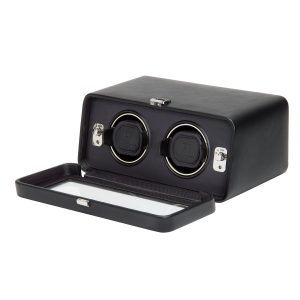 Wolf 4526029 Windsor Heritage Schwarz Doppel Uhrenbeweger
