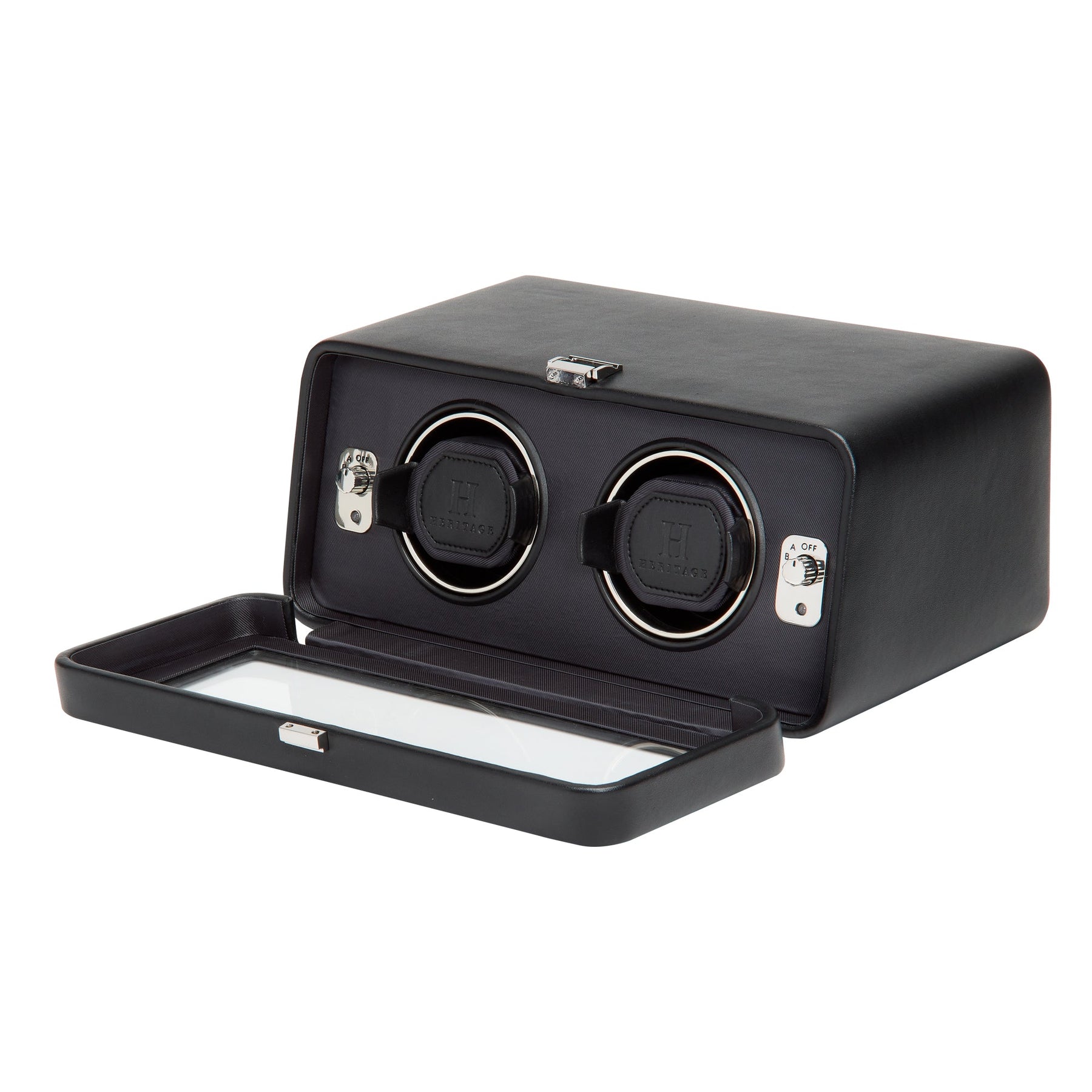 Wolf 4526029 Windsor Heritage Schwarz Doppel Uhrenbeweger