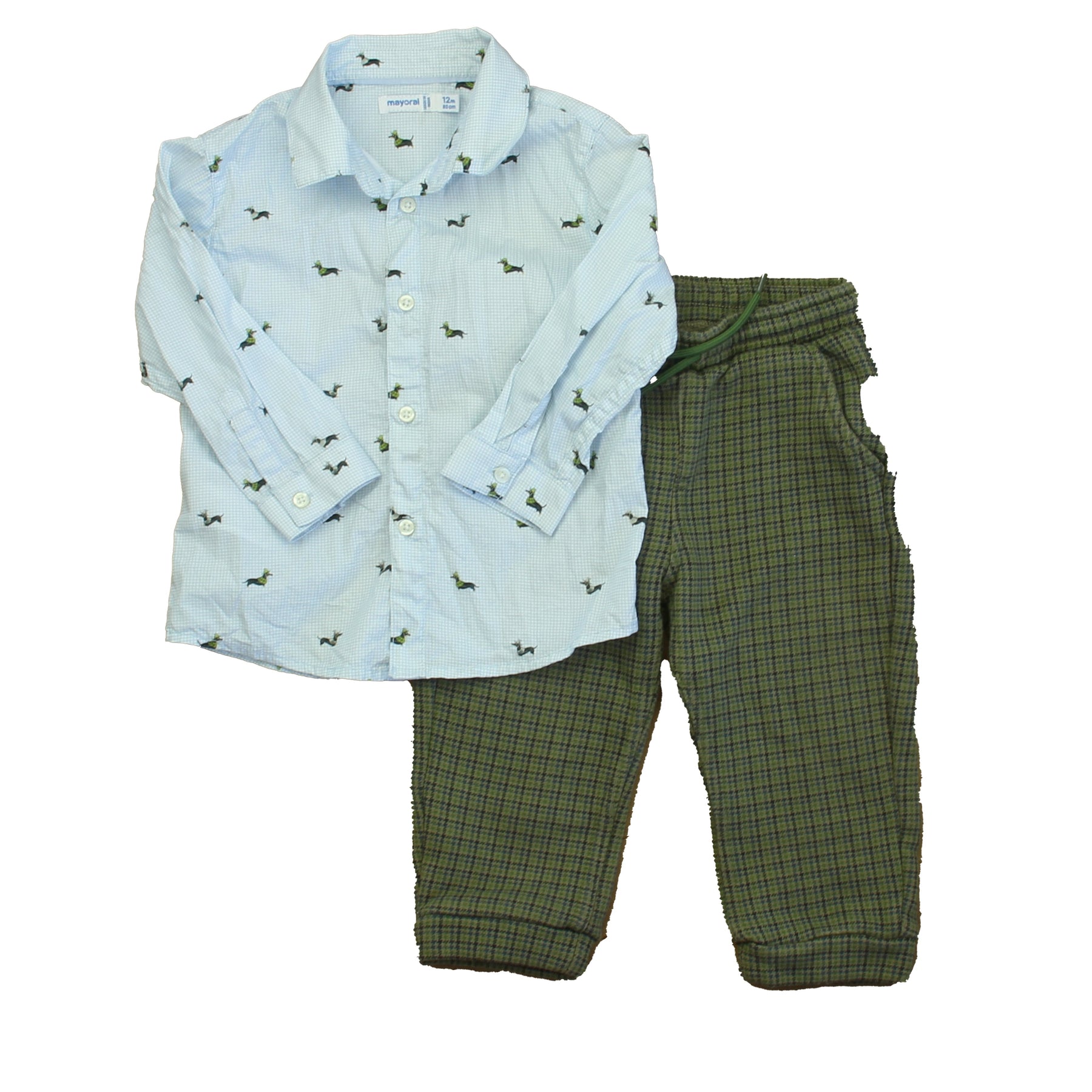 Mayoral Jungen Blau – Weiß – Grün Dogs Kleidungssets