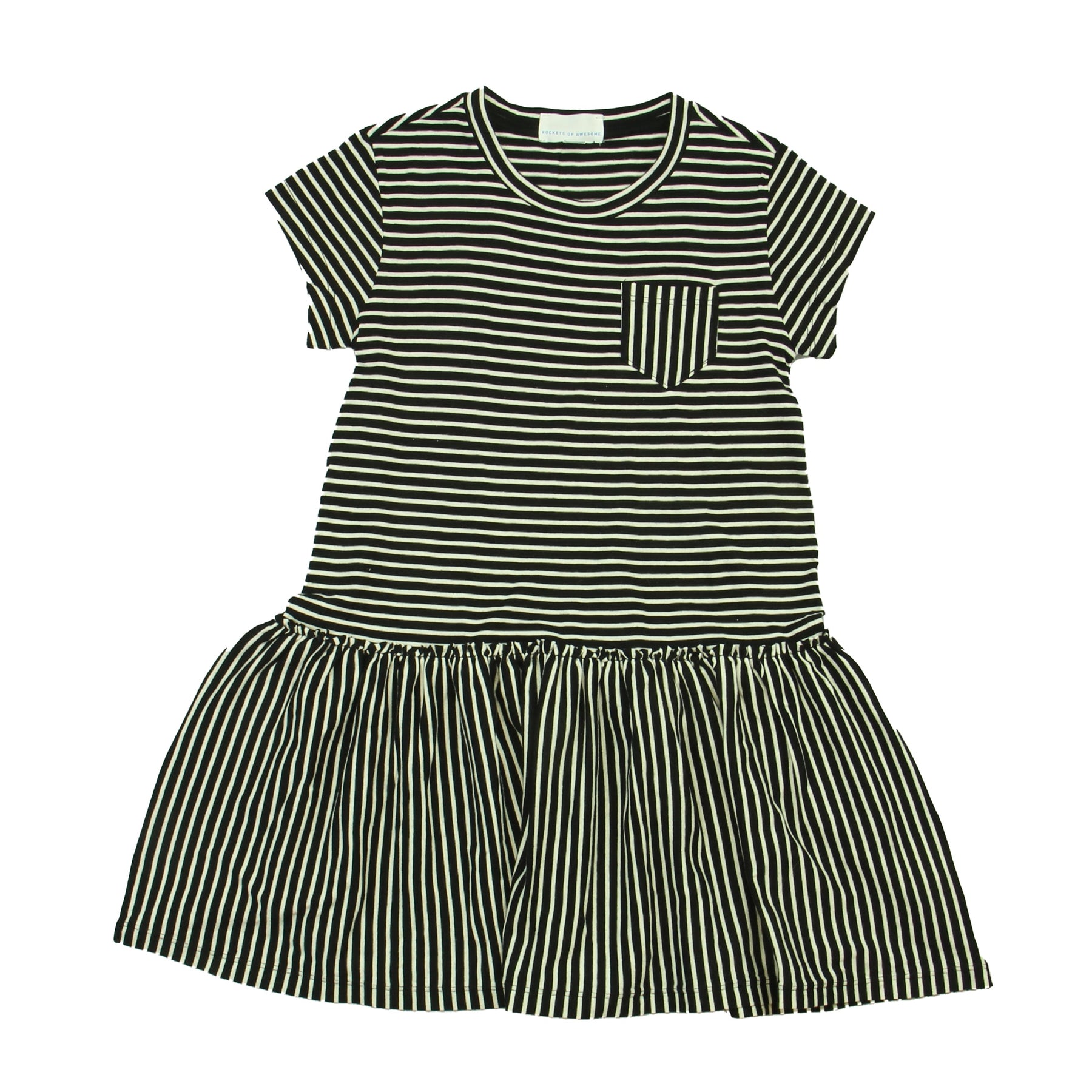 Rockets Of Awesome Mädchen Weiß – Schwarz – Streifen Kleid