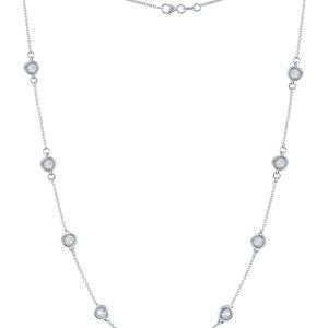 14 kt Weißgold Diamanten-von-the-yard Halskette mit 2.26 cts tw weißen runden Diamanten