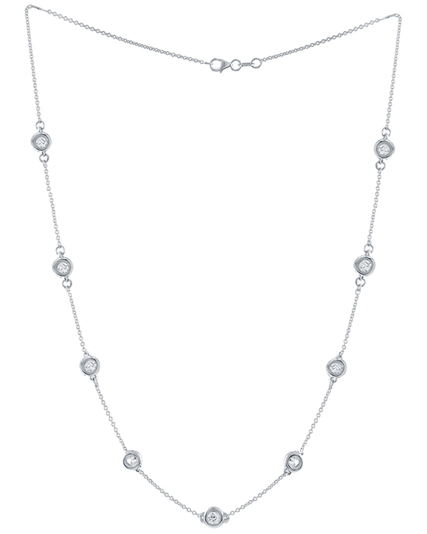 14 kt Weißgold Diamanten-von-the-yard Halskette mit 2.26 cts tw weißen runden Diamanten