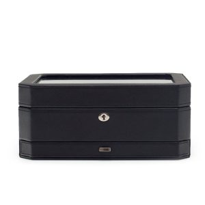 Wolf 4586029 Windsor 10 Stück Uhrenbox mit Schublade in Schwarz & Grau