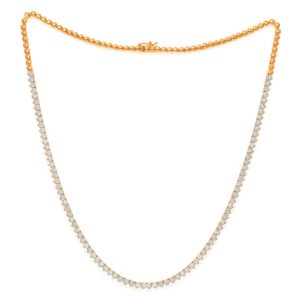 14KT Roségold Diamant HALBWEG Halskette FETAURES 3.15 CARATS VON Diamanten, TREE PRONG