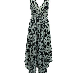 Alice + Olivia Bedrucktes Kleid mit V-Ausschnitt in mehrfarbigem Viskose