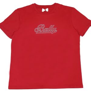 Bally 6248613 Damen Rot 100% Baumwolle Studs Logo T-Shirt