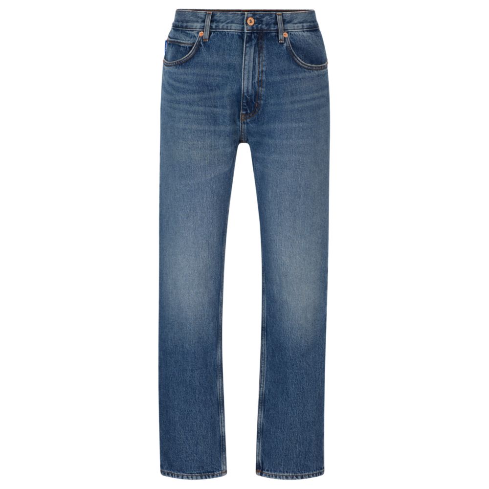 Regular-Fit Jeans aus stonewashed Denim in Blau