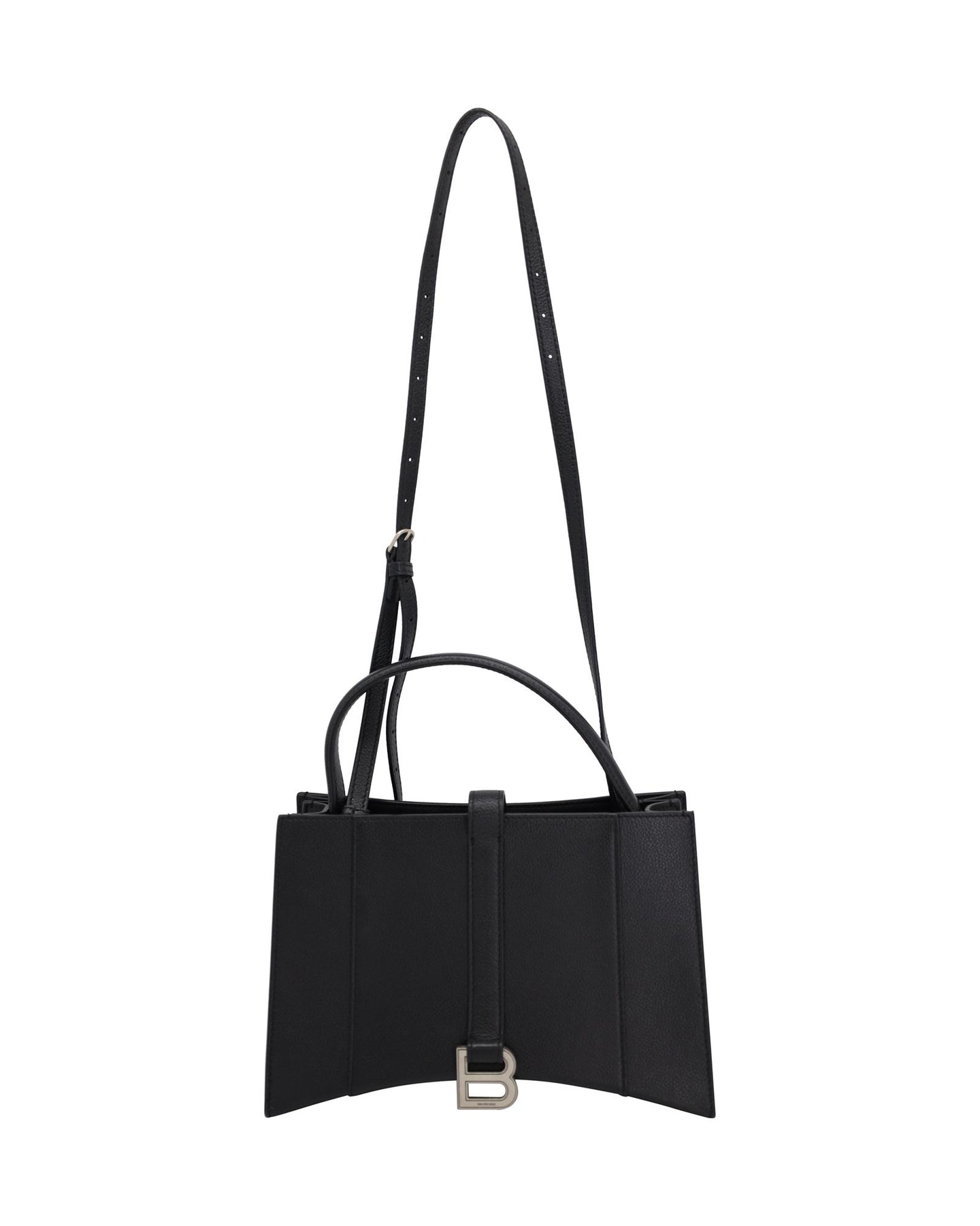 Balenciaga Small Hourglass East-West Tote Tasche in schwarz gemasertem Kalbsleder – 7707797323836