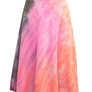 Damen Double Knielang Voile Rock In Neon Streifen