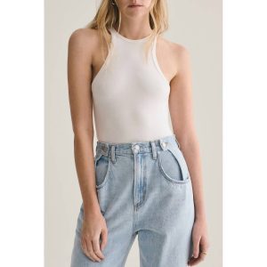 Rianne High Hals Racerback Body in weiß