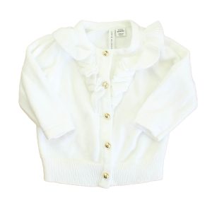 Janie and Jack Mädchen weiße Strickjacke – 7805933977660