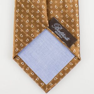 Braune Paisley Muster 100% Seide Satin Krawatte