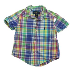 Ralph Lauren Jungs blau gelb grün plaid Knopf nach unten kurze Ärmel – 7805935288380
