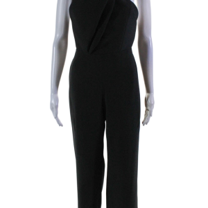 Brandon Maxwell Damen schwarz eine Schulter ärmellos breiten Bein Jumpsuit – 7833666322492