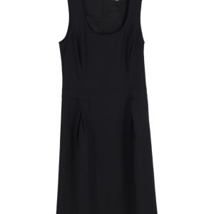 Hugo Boss ärmelloses Schichtkleid aus schwarzer Wolle
