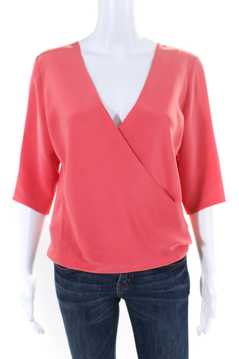 PERI.A Damen Seide V Hals geben Bluse Rosa