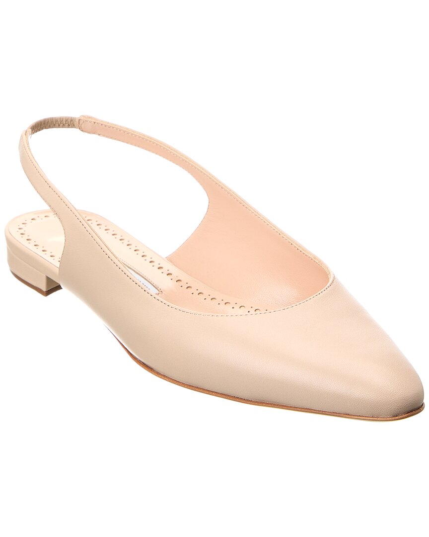 Manolo Blahnik Sawra Leder mit Fersenriemen flach – 7706226622524