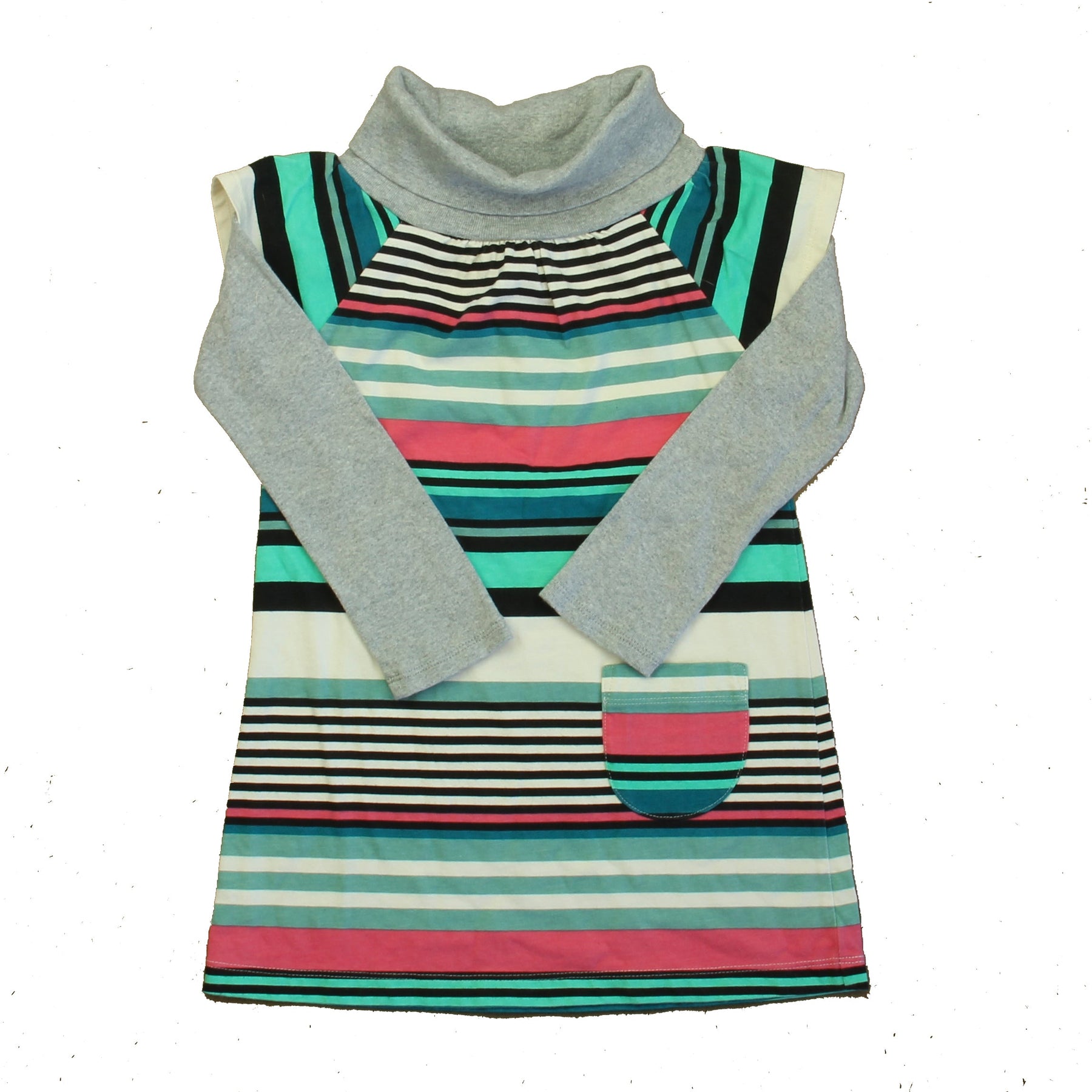 Tee Mädchen Grau – Aqua – Rosa Kleid