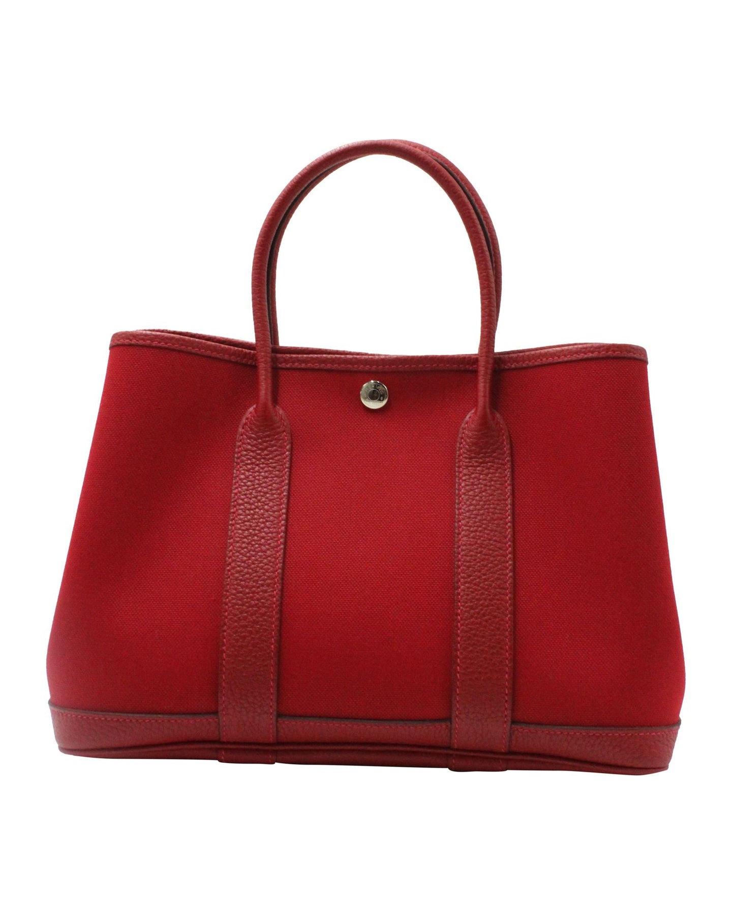 Hermes Garden Party 30 TPM Tragetasche aus rotem Canvas und Leder
