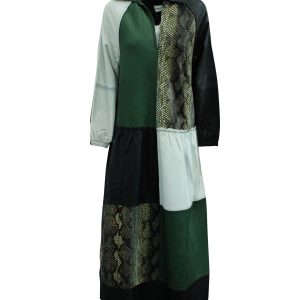 Stand Studio Gilda Paneled Leder Maxikleid in schwarzem Leder – 7833640796220