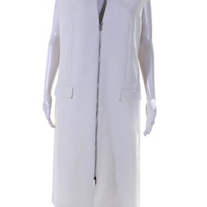 Givenchy Damen voller Reißverschluss ärmellose Schicht Kleid weiß – 7833607372860