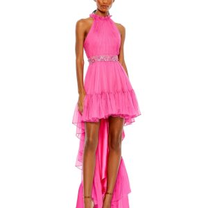 Halter Neck hohe niedrige flowy Kleid