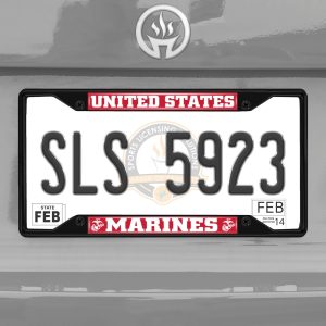 Fanmats U.S. Marines Metal License Plate Frame Schwarzer Abgang