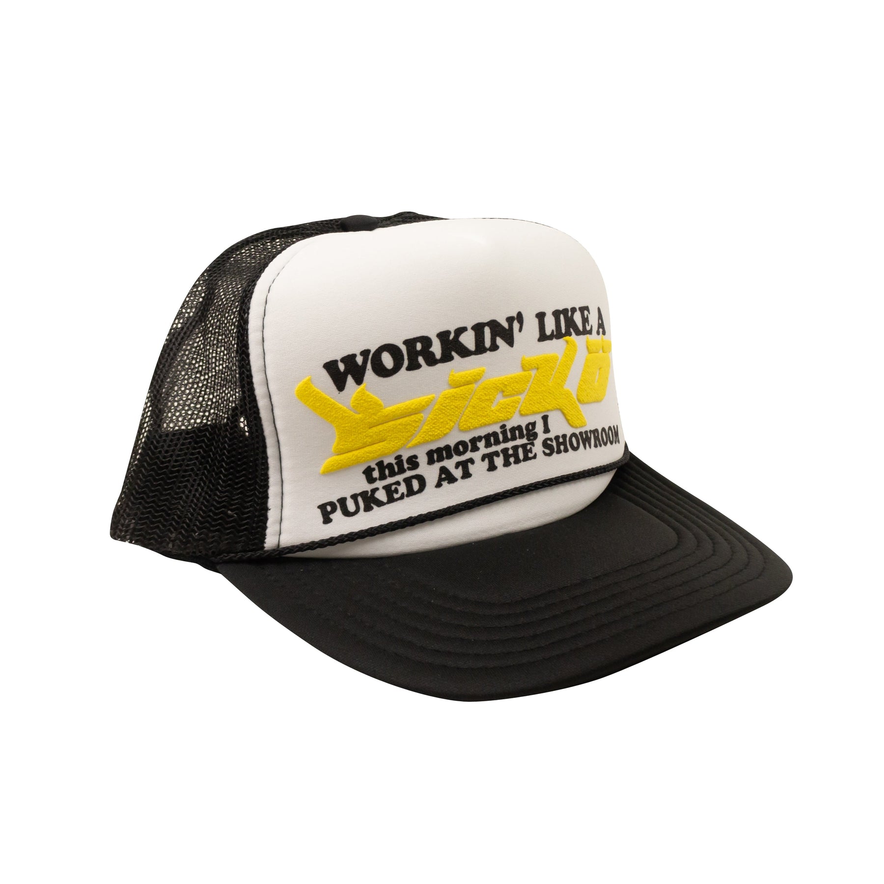 X 375 schwarz und gelb Logo Trucker Kappe