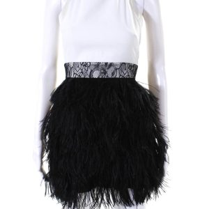 Givenchy Damen colorblock gefedert Saum Reißverschluss Halfter Midikleid weiß – 7833610715196