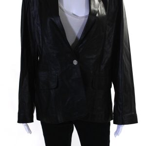 In Transit 2 Damen Leder Single Button Jacke schwarz – 7833651347516