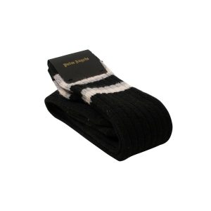 schwarz gerippt Strick Knie hohe Socken