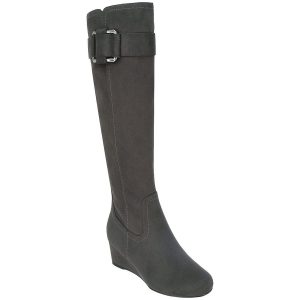 Genia Velourslederimitat hohe kniehohe Stiefel