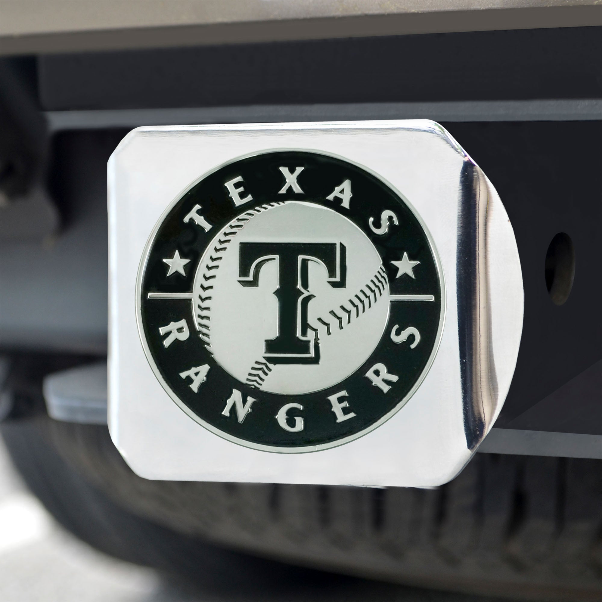 Fanmats Texas Rangers Chrom Metall Hitch Cover mit Chrom Metall 3D Emblem