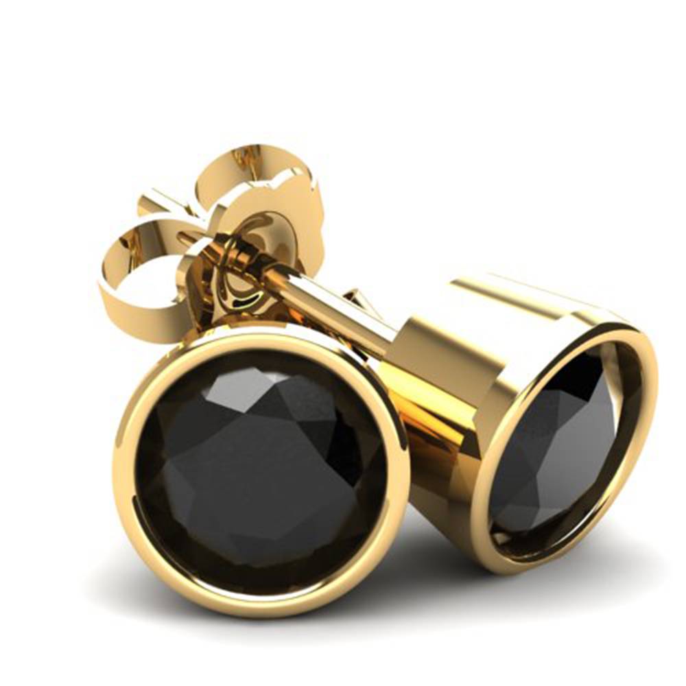 2.00Ct Runde Brilliant Cut Hitzebehandelte schwarze Diamant Ohrstecker in 14K Gold Runde Lünette Einstellung