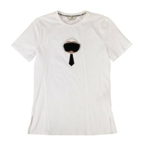 FENDI x KARL LAGERFELD Baumwoll-„Karlsmonster"-T-Shirt – weiß