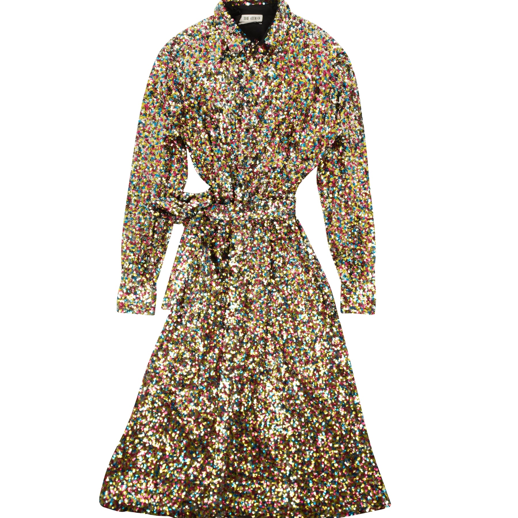 Attico Pailletten Chemisierkleid – Mehrfarbig