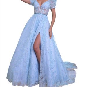 Twinkling A-Line Gown in Light blau – 7833659080764