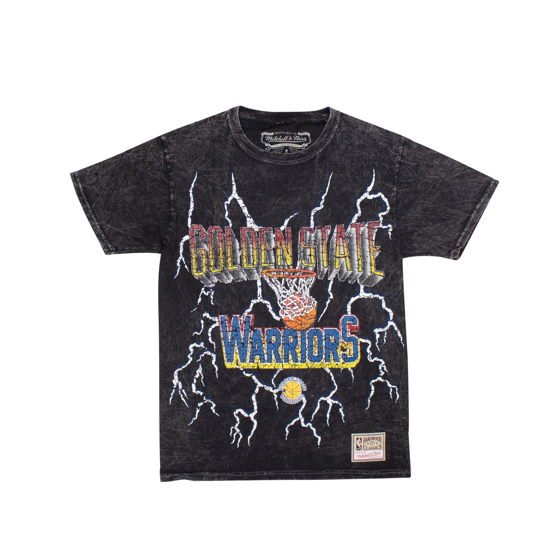 Schwarzes NBA Vintage Lightning Warriors T-Shirt