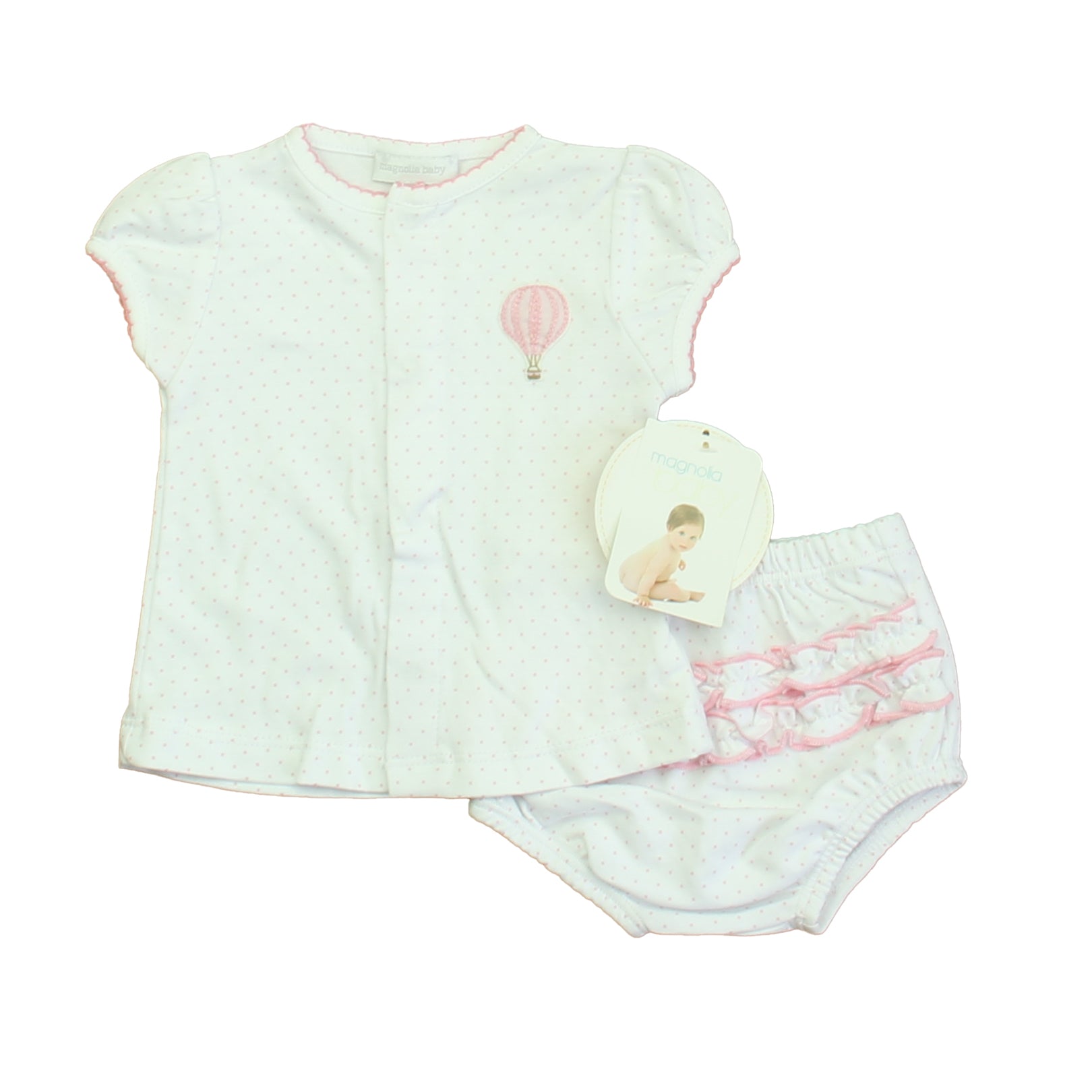 Magnolia Baby Mädchen Weiß – Rosa Balloon Apparel Sets