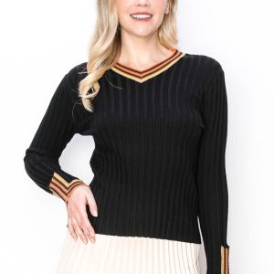 Vibrant Besatz gerippt Pullover