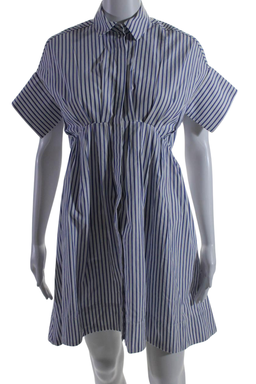 Victoria Beckham Damen Collared Kurzarm mit Knopfleiste Kleid Weiß