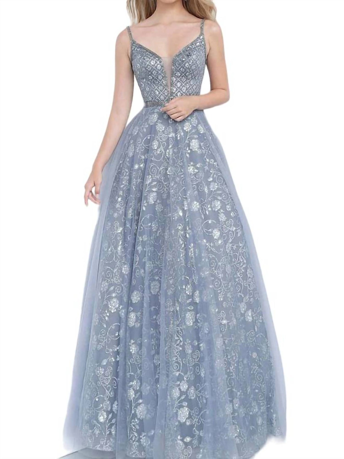 Lange Schatz Abschlussballkleid in Anthrazit