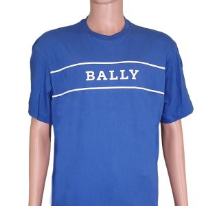 Bally 6240604 Herren blaue Baumwolle bedrucktes Logo T-Shirt – 7706229375036