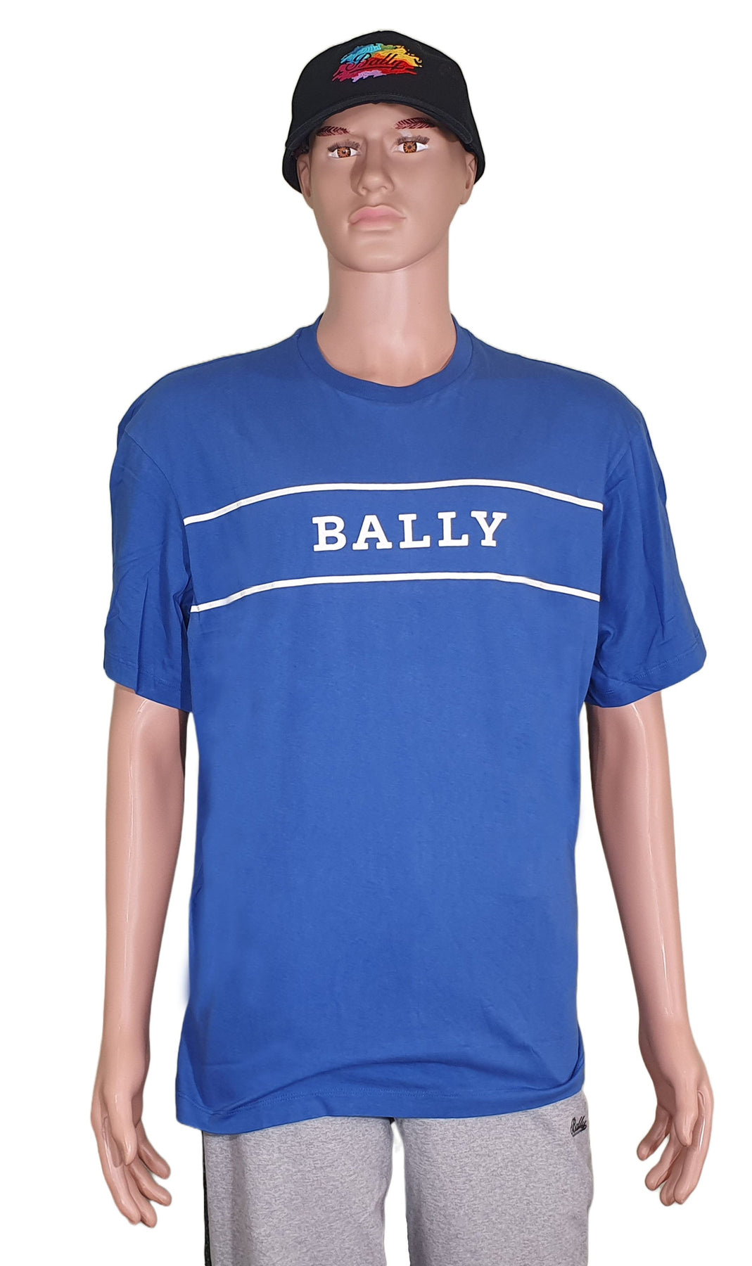 Bally 6240604 Herren Blau Baumwolle Gedruckt Logo T-Shirt