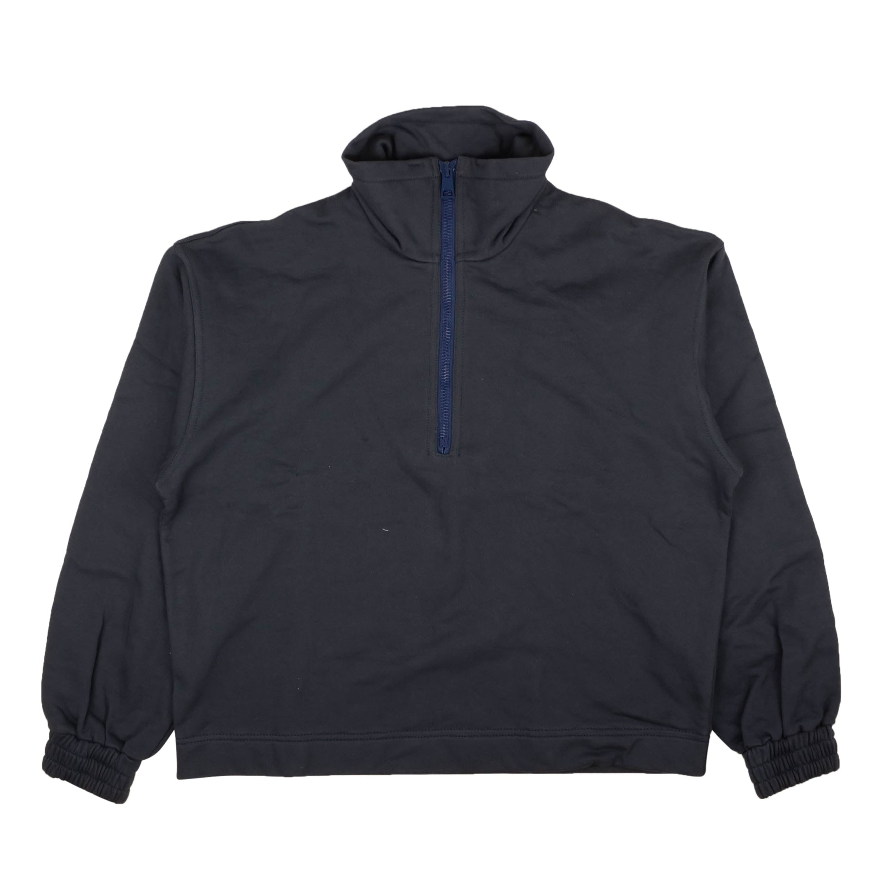 Marineblaues Sweatshirt mit halbem Reißverschluss und hohem Kragen