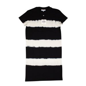 Schwarz Elfenbein Batikmuster Mini Box T-Shirt Kleid