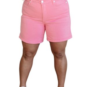 hohe Taille control Top angebundene Shorts in rosa – 7707831697468