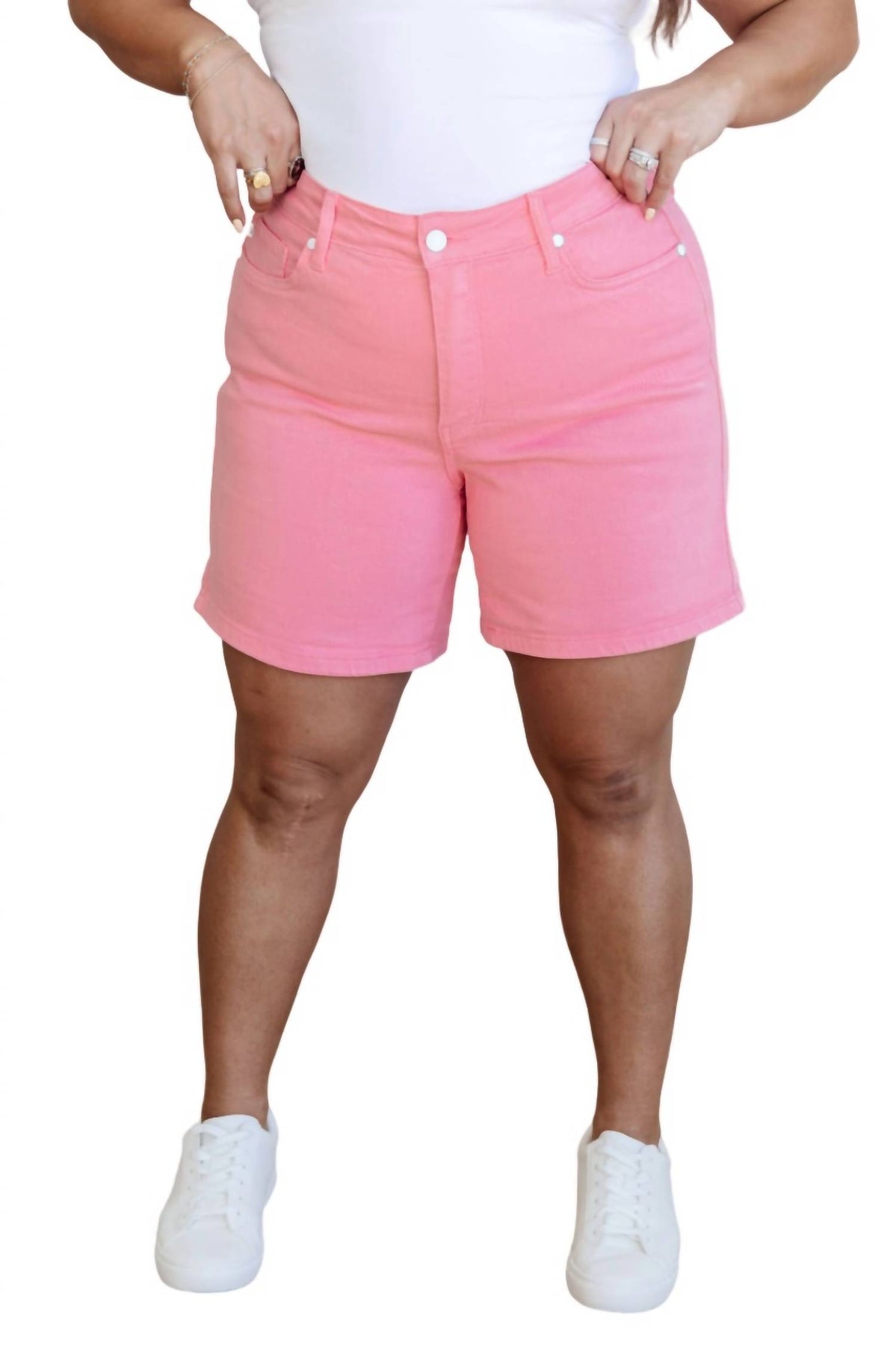 Hoher Bund Control Top mit kurzen Ärmeln in Rosa