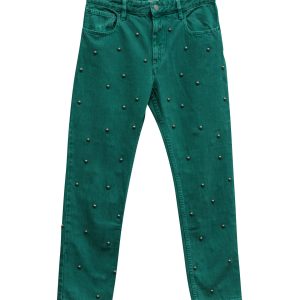 Isabel Marant Etoile Pearl Studded Jeans aus grüner Baumwolle – 7833703350332