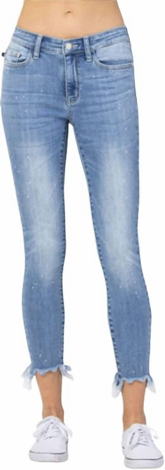 Kandis Mid-Rise Bleach Splash Jeans in leichter Waschung